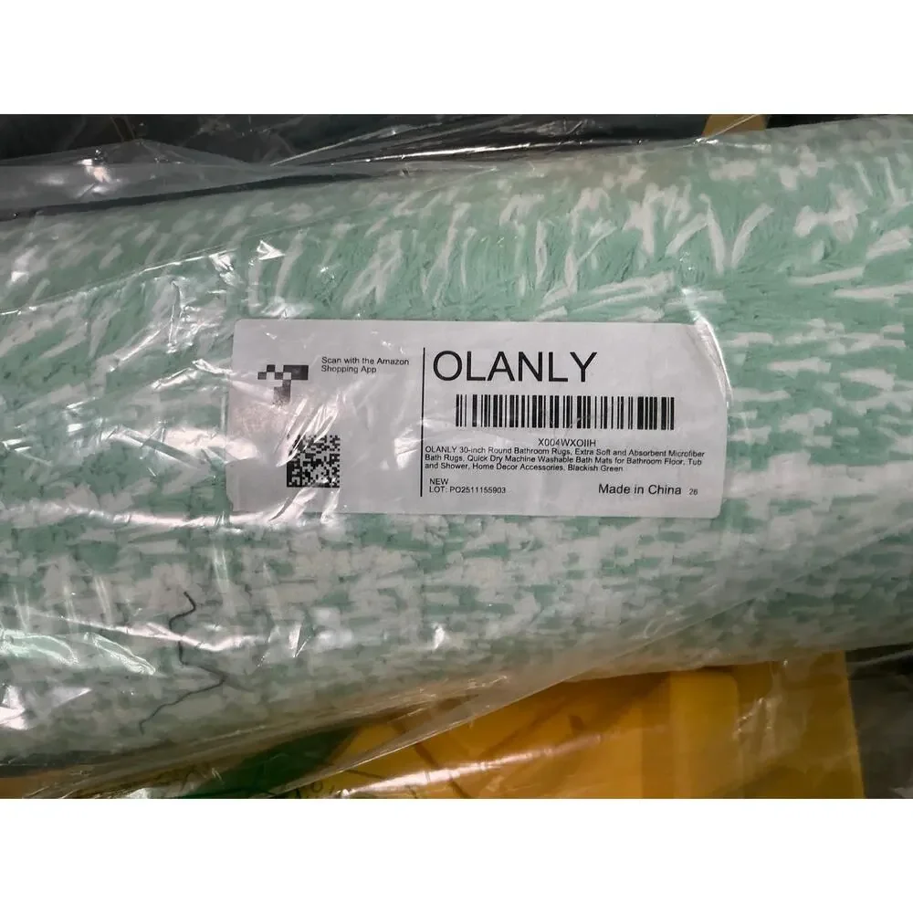New OLANLY 30-Inch Round Bathroom Rugs Microfiber Bath Rugs Blackish Green